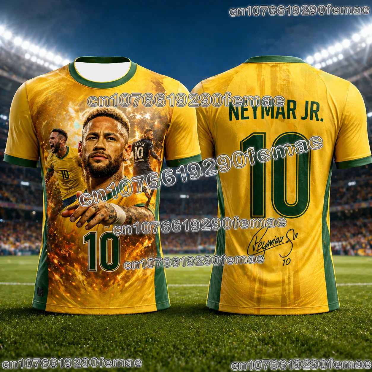 Neymar Soccer Jersey 3D Printed Custom Size Breathable Sports Shirt