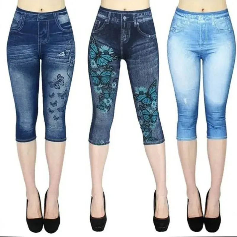 Printed Denim Leggings: Fashionable Slim Fit