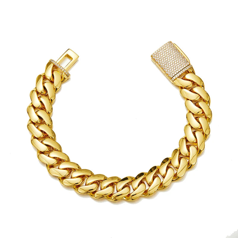 Cuban Miami Link Rhombus Bracelet Stainless Steel Bling Rapper Style