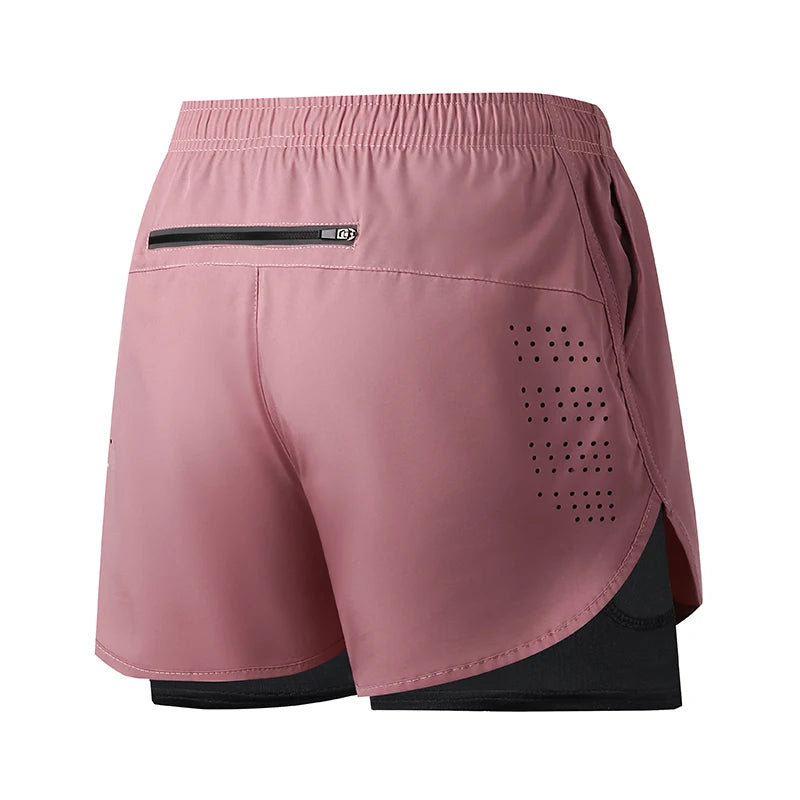 Men's Running Shorts Double Layer Black Quick-drying Workout Pants