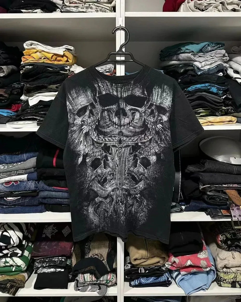 Y2K Retro Punk Hip Hop Printed T-shirt Oversized Type Fashion Top