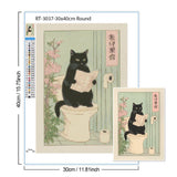 Cat in Bathtub Diamond Painting Square Round Kit Retro Home Decor