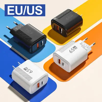 65W USB C GaN Fast Charging Wall Charger for Quick Charge Devices