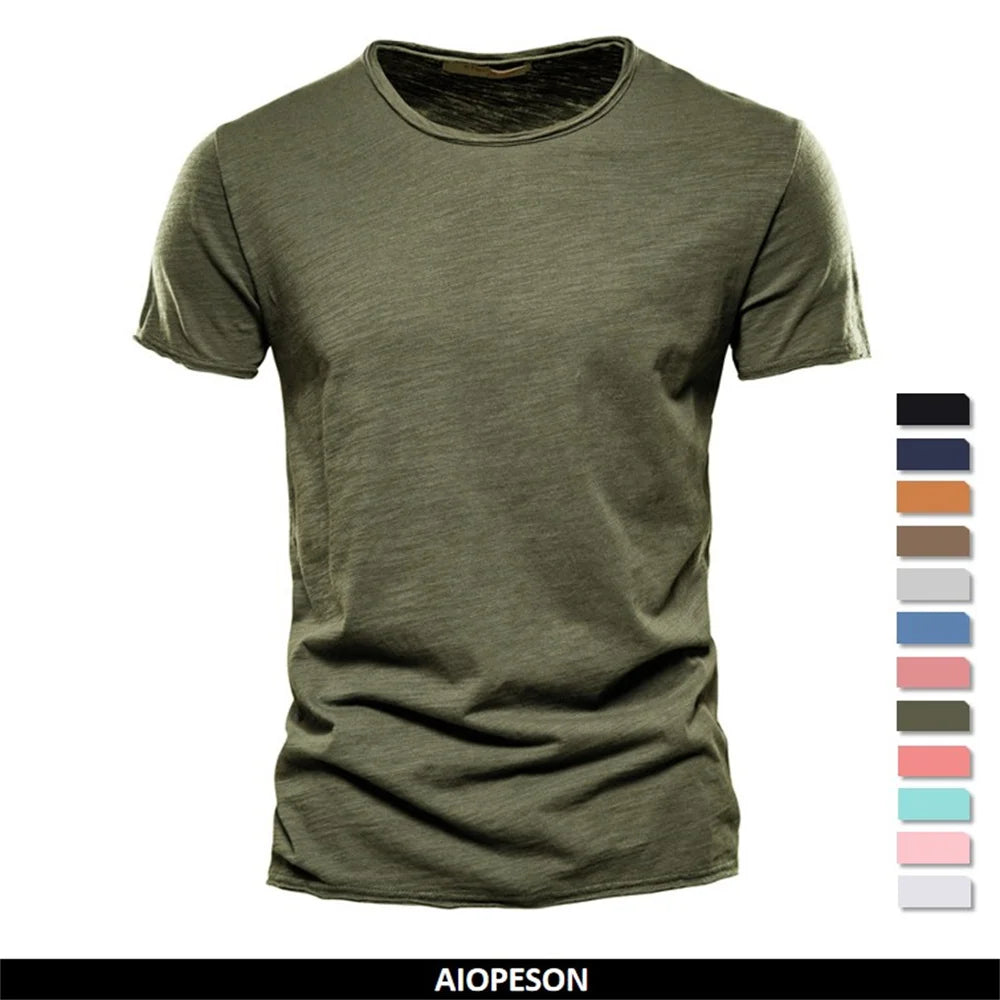Men 100% Cotton Short Sleeve T Shirt Soft Casual Summer Fitness Type