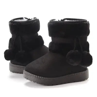 Girls Snow Boots for Kids - Comfortable Warm Winter Boots and Princess Shoes - black / 34 (Inner 20.5cm)