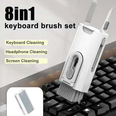 Computer Keyboard Cleaner Brush Multi-function Cleaning Brush Earphone Cleaning Pen Cleaner Keycap Puller 8-in-1