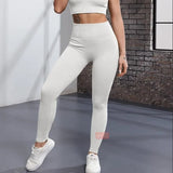 High Waist Seamless Knit Leggings Stretchy Threaded Yoga Tights
