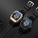 Men's Square Quartz Sport Watch Silicone Material Luminous Waterproof Style