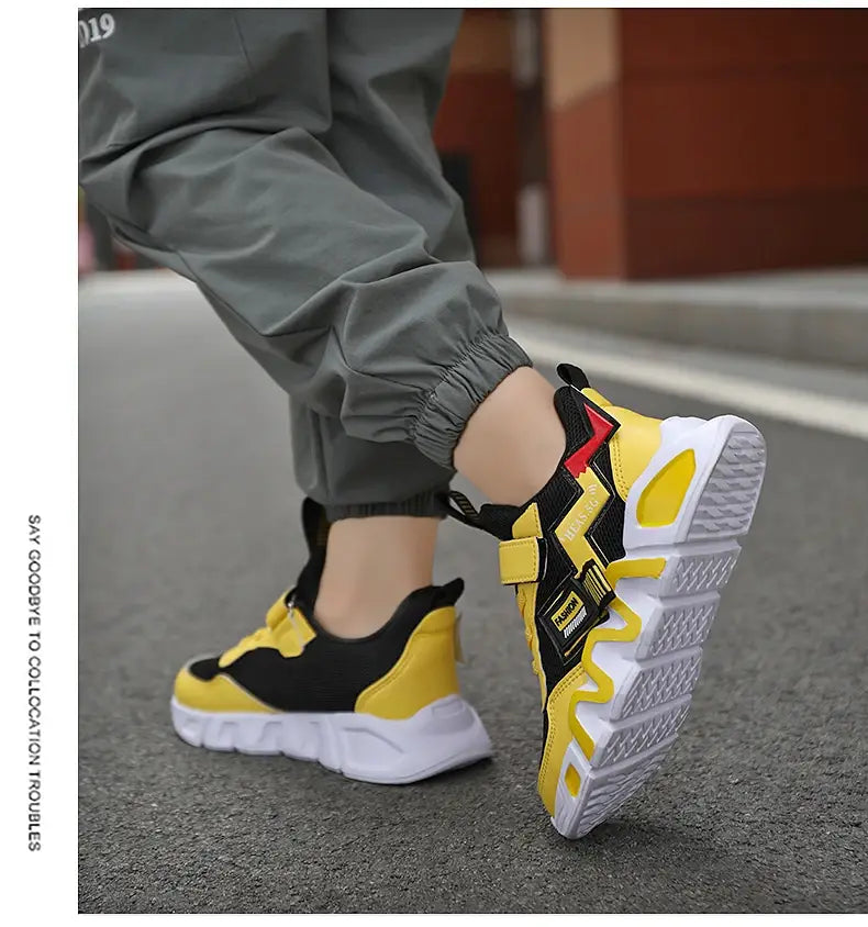 Yellow Kids Basketball Shoes Non-Slip Sneakers for Boys and Girls