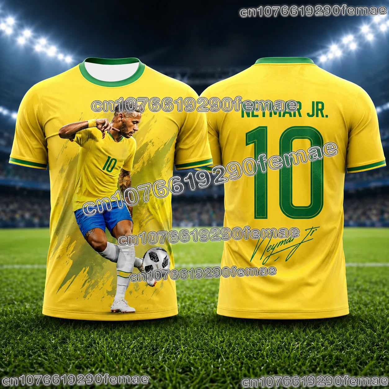 Neymar Soccer Jersey 3D Printed Custom Size Breathable Sports Shirt