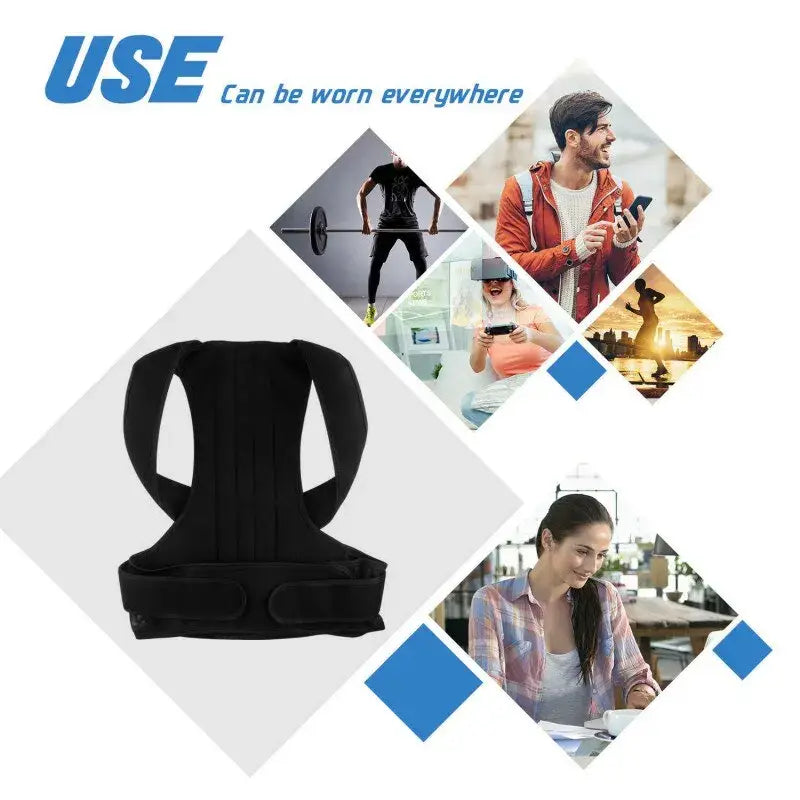 Home Adjustable Posture Corrector with Breathable Shoulder and Waist Support