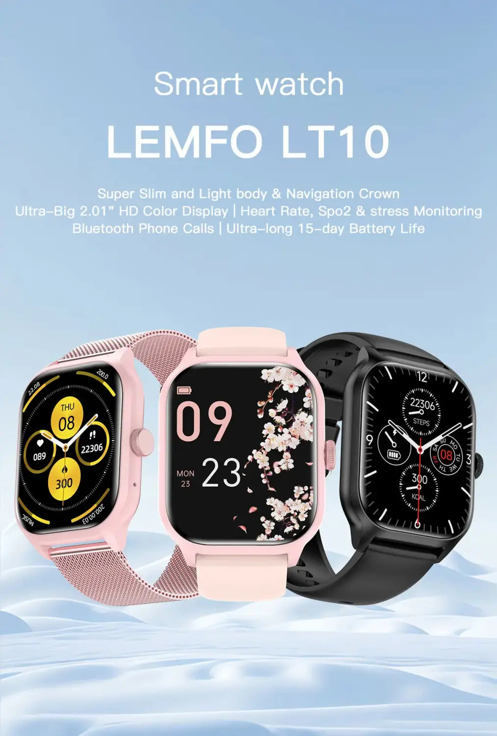 LEMFO LT10 Smart Watch Android Bluetooth Fitness Tracker and Music Device