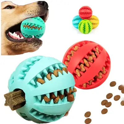 Interactive Dog Toy Ball for Chewing and Treat Feeding in Rubber