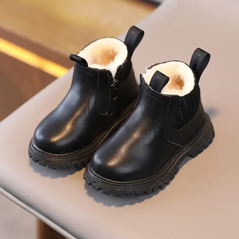 Autumn Winter Baby Kids Short Boots in Warm PU Leather