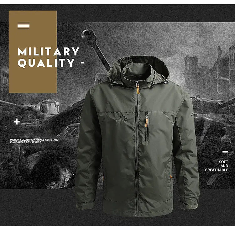 Men’s Waterproof Hooded Windbreaker Tactical Jacket for Outdoor