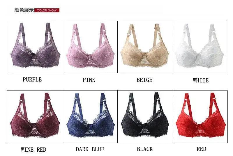 New Sexy Lace Bras: Unlined Full Cup Plus Size Lingerie with Push-Up Underwear