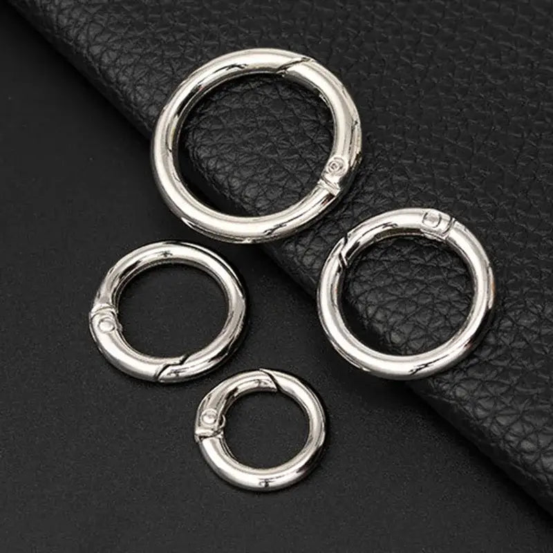 10pcs Metal Ring Spring Clasps for DIY Jewelry and Keychain Hooks