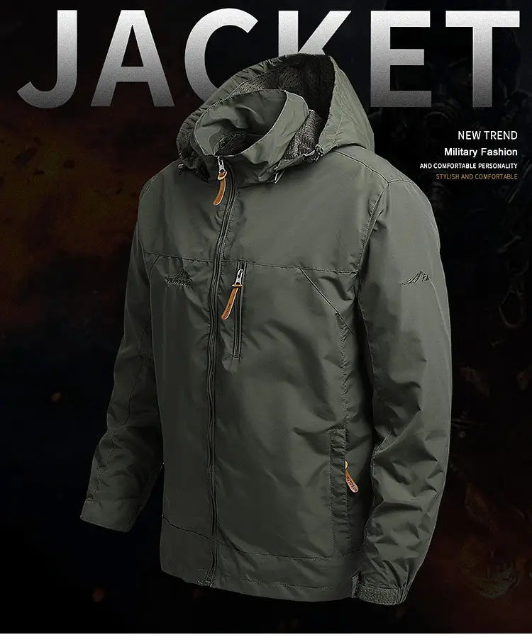 Men’s Waterproof Hooded Windbreaker Tactical Jacket for Outdoor