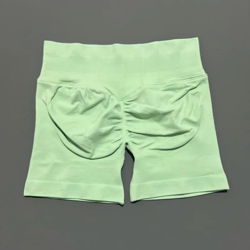 Women High Waist Seamless Shorts Stretchy Butt Lifting Yoga Shorts