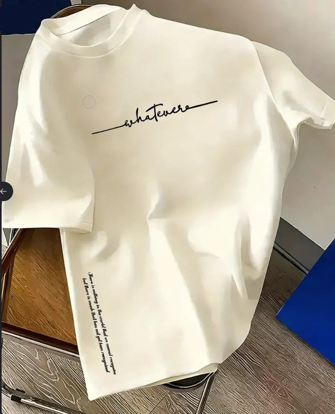 Letter Printed Cotton T-shirt Plus Size Casual Short Sleeve Top