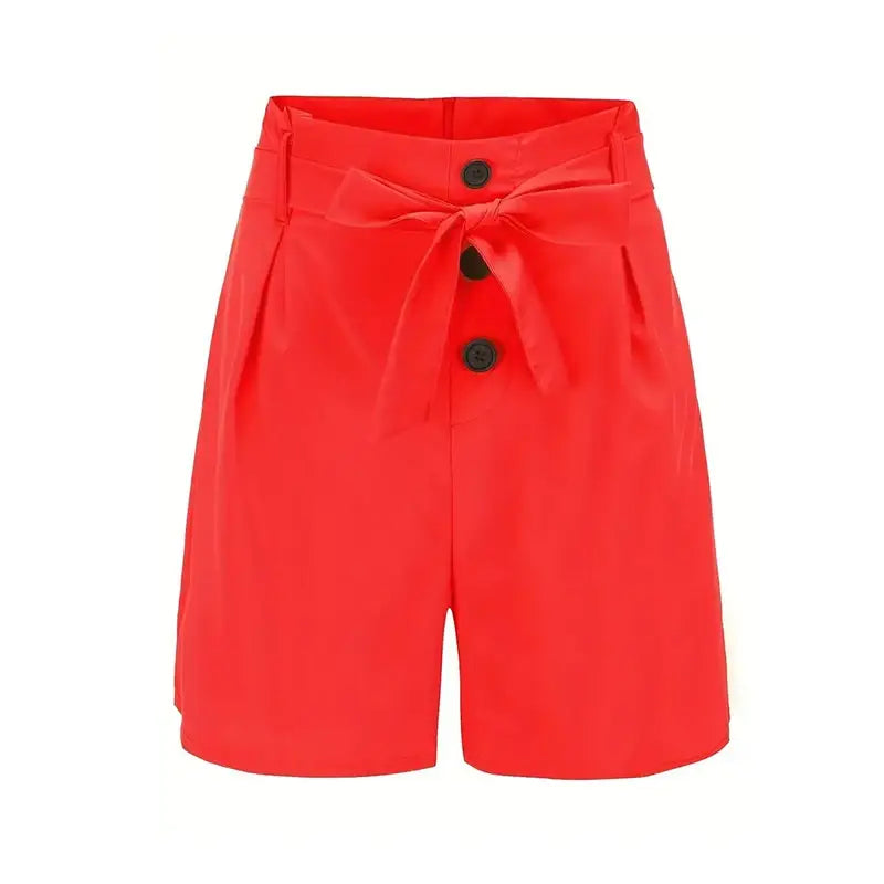 Y2K Solid Button High Waist Tie Waist Beach Shorts for Women