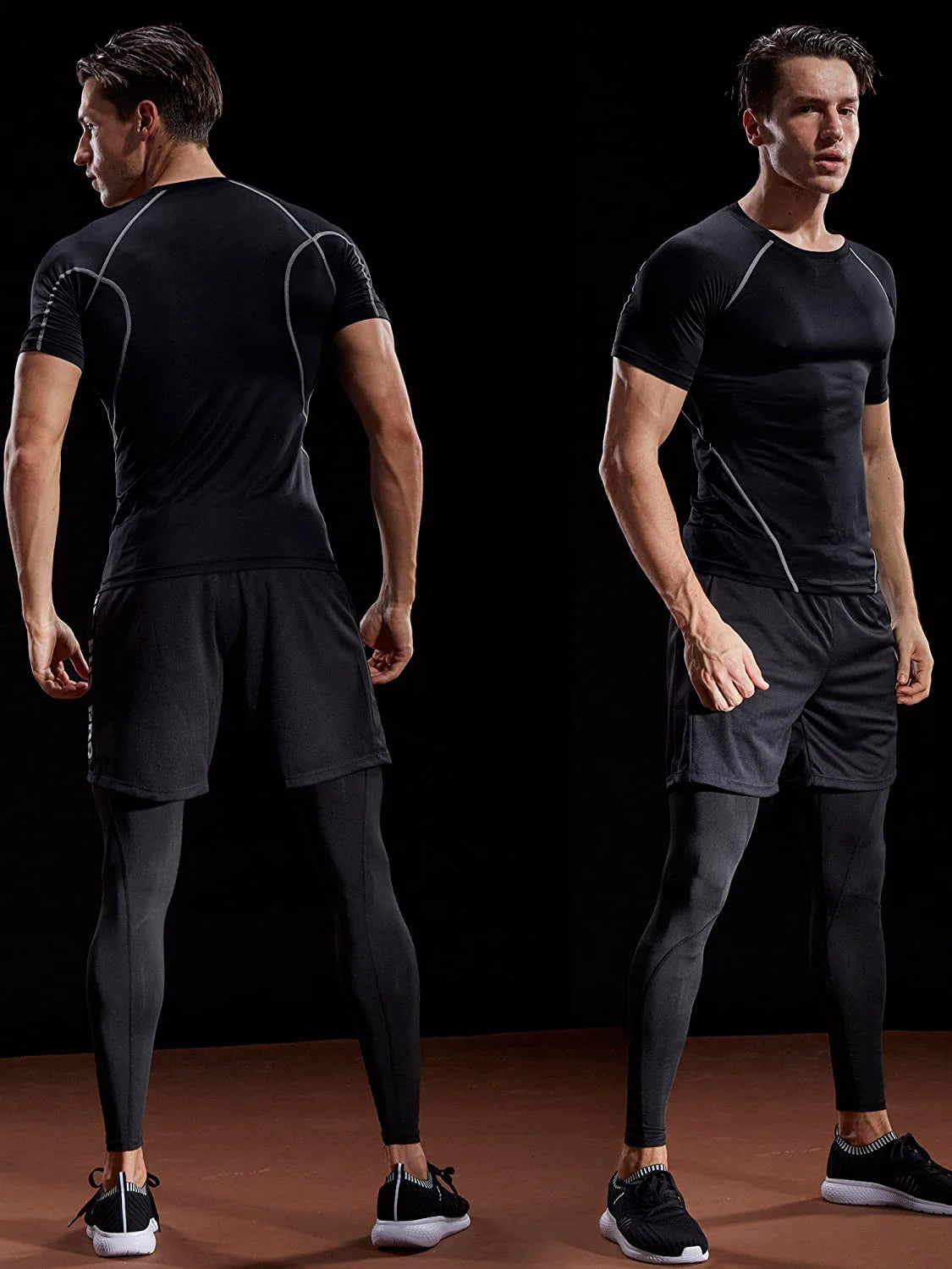 Men Summer Compression Shirt Elastic Quick Dry Gym Workout Tee