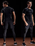 Men Summer Compression Shirt Elastic Quick Dry Gym Workout Tee