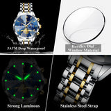 Waterproof Men Stainless Steel Quartz Chronograph Watch