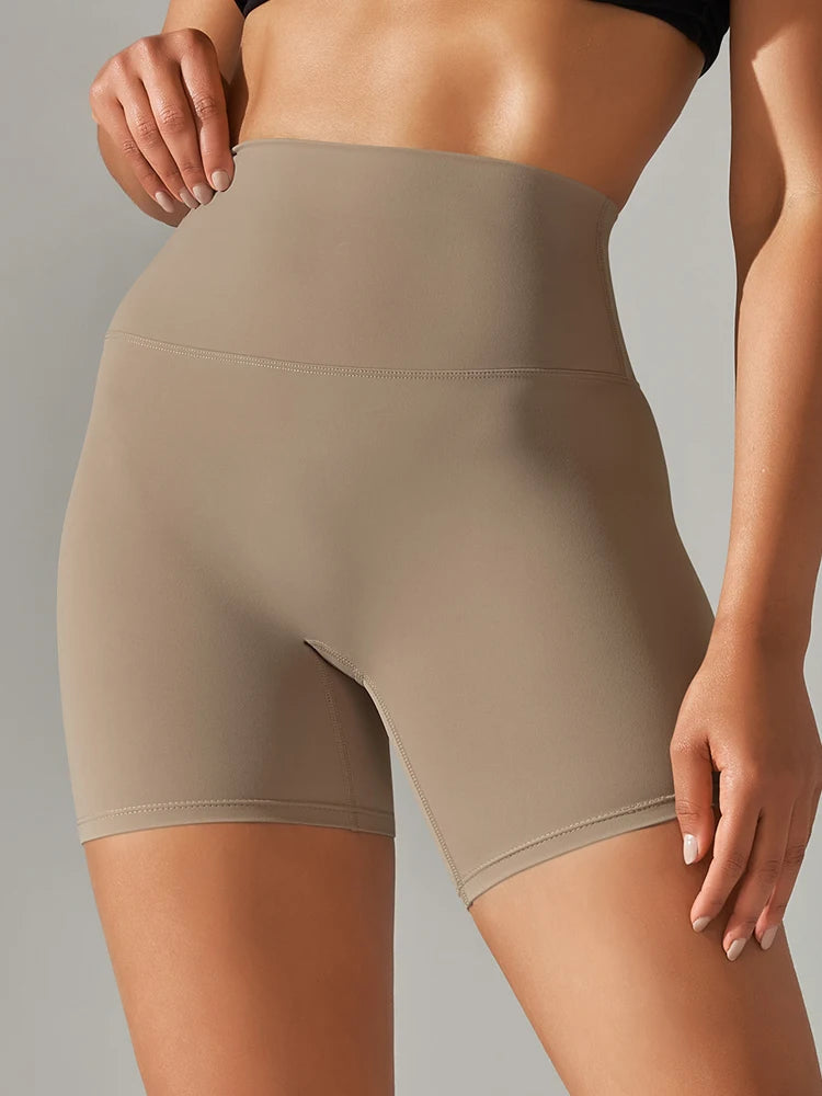 High Waist Yoga Shorts Quick Drying Fitness Workout Length