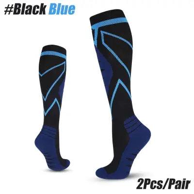 Calf Compression Sleeves 20-30mmHg for Running and Shin Splints - Black Blue / L/XL