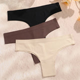 3pcs Seamless Brazilian Panties Ice Silk Low Waist Sexy Underwear