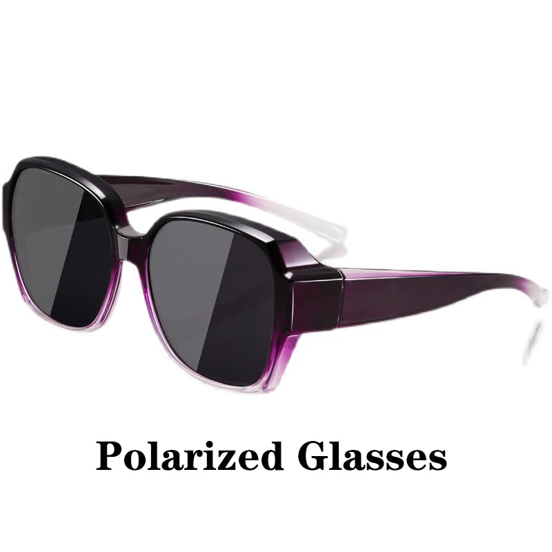 Round Polarized Fitover Sunglasses Vintage Portable Eyewear for Driving