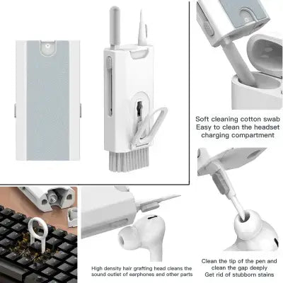 Computer Keyboard Cleaner Brush Multi-function Cleaning Brush Earphone Cleaning Pen Cleaner Keycap Puller 8-in-1