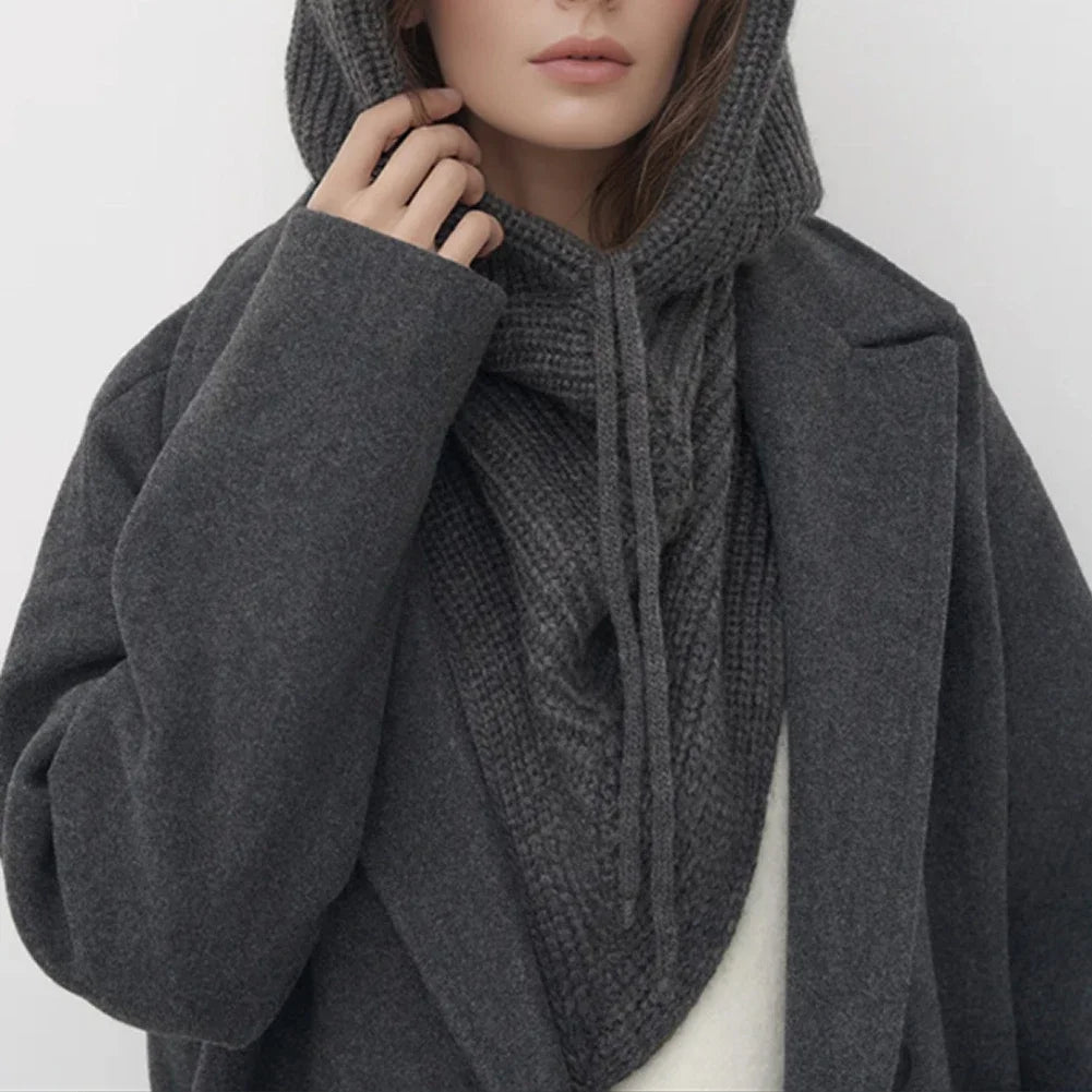 Winter Balaclava Knitted Hooded Scarf Warm One Piece Outdoor Beanie