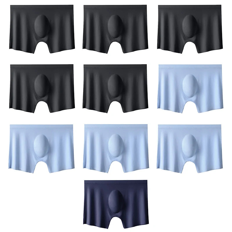 Men's Ice Silk Boxer Briefs 10 Pcs Seamless Ultra-thin Breathable Style