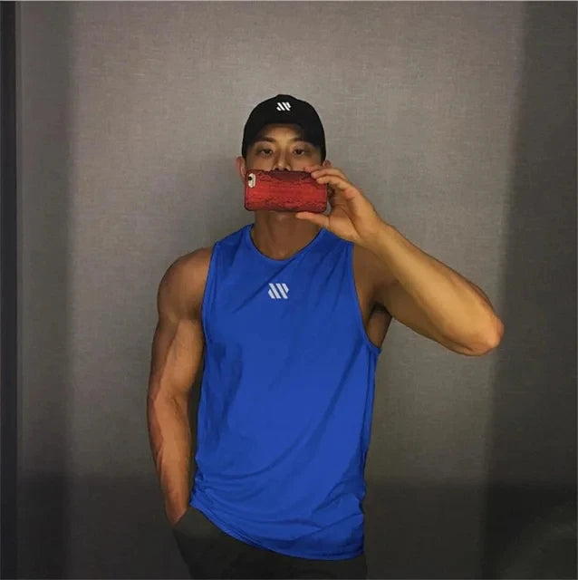 Men Mesh Fitness Tops Breathable Gym Running Vest