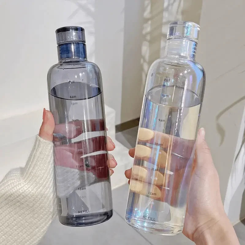 Elegant Time Scale Water Bottle 700ml – Portable Fitness Hydration