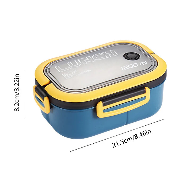 Double-layer Portable Lunch Box with Utensils for Microwave and Picnic