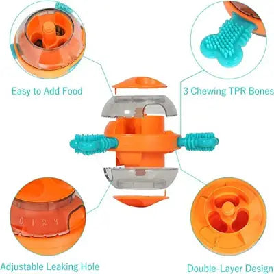 UFO Shaped Tumbler Automatic Feeder and Dog Puzzle Toys Set - Orange