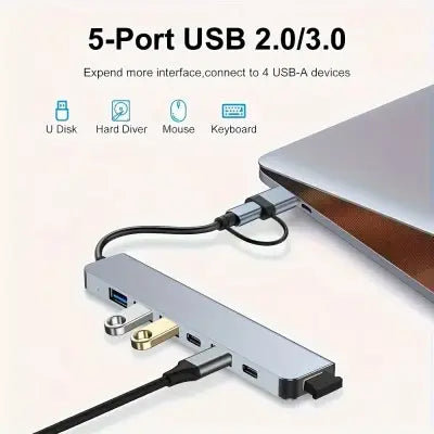 VIENON 7-in-1 USB C Hub Aluminum USB Splitter for Enhanced Connectivity