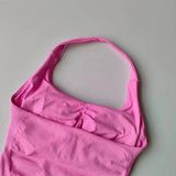 Seamless Halter Women Yoga Tank Top Padded Size Fitted Backless Gym Shirt