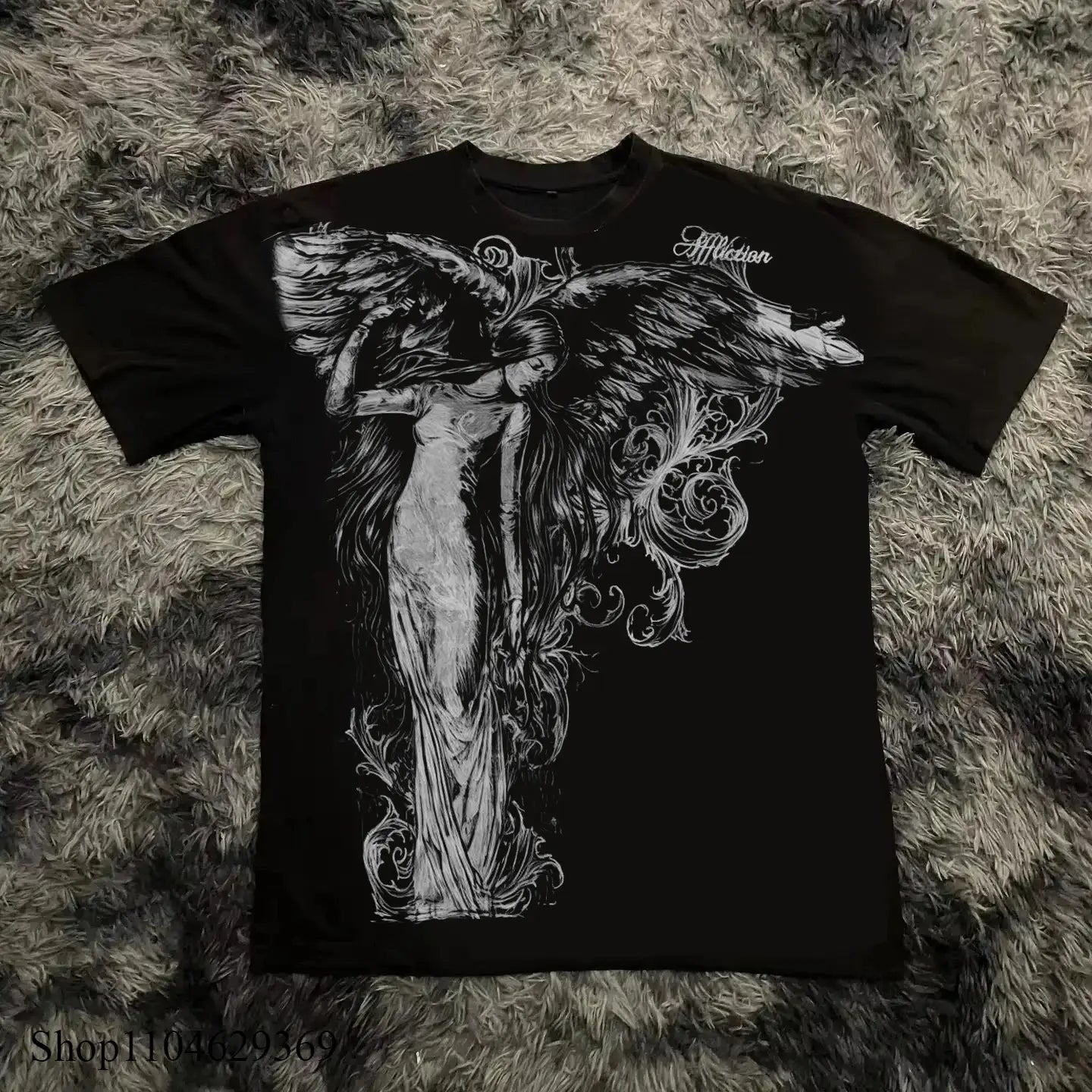 Classic Y2K Gothic Style T-shirt Print Oversized T Shirt High Street Shirts Gothic Round Neck Cotton Tops New Mens