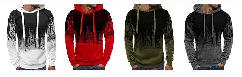 Gradient Print Men’s Pullover Hoodie for Casual Fitness & Sportswear