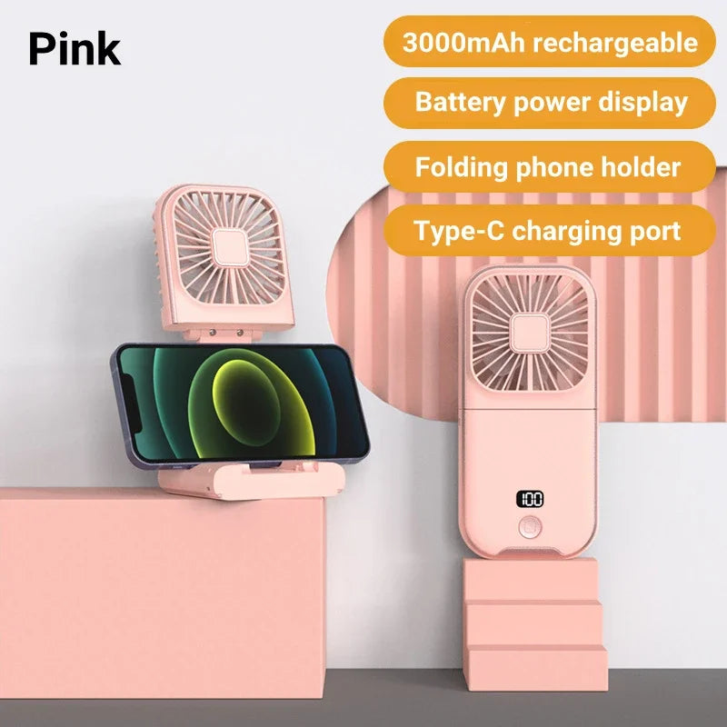 Rotary Vane Foldable Mini Neck Fan Natural Wind for Sports Portable Cooler