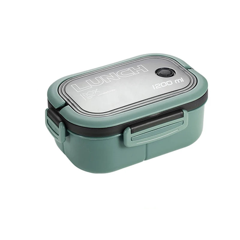 Double-layer Portable Lunch Box with Utensils for Microwave and Picnic
