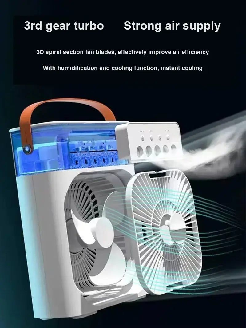 Portable Fan – 3-in-1 USB Fan Humidifier and LED Night Light