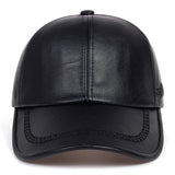Unisex Winter Leather Baseball Cap Type Solid Warm Autumn Headwear