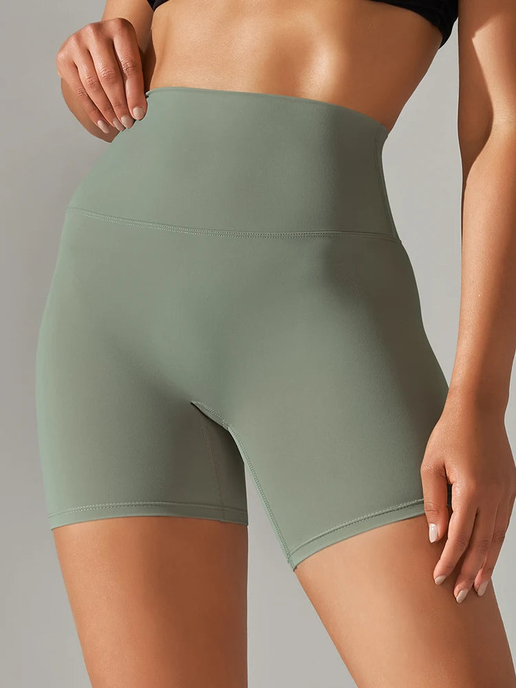 High Waist Yoga Shorts Quick Drying Fitness Workout Length