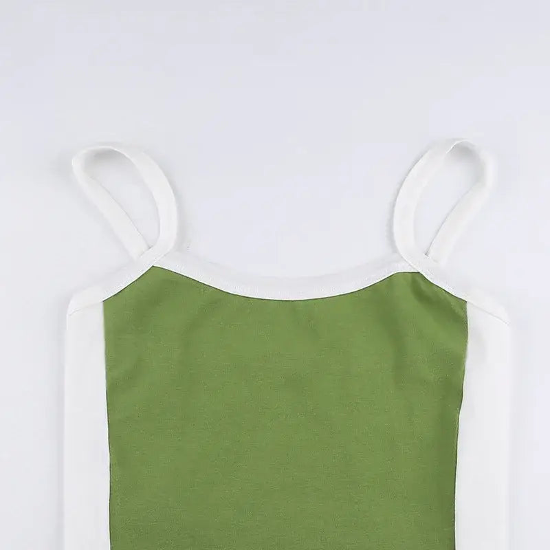 Green Y2K Backless Sleeveless Knitted Crop Top for Women