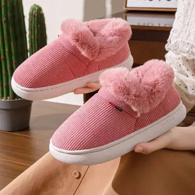 Kidmi Winter Shoes Casual Outdoor Cotton Plush Padded Slippers - maoxianpink / 44-45(fit42-43)